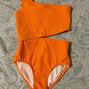 Orange One-Shoulder Swimsuit girls size small